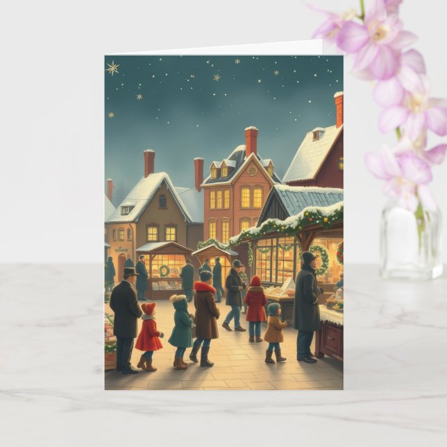 Carte Illustration de Noël Vintage (Orchidée)