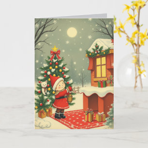 Carte Illustration de Noël Vintage