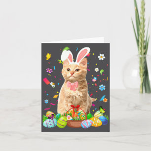 Carte Illustration de panier de Pâques avec chat lapin