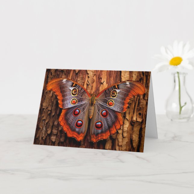 Carte Illustration de papillon coloré au repos (Petite plante)