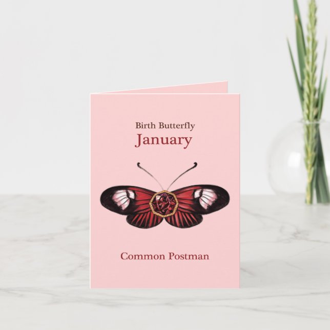 Carte Illustration de papillon commun postier rouge de j (Devant)