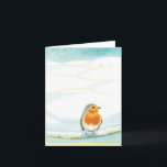 Carte Illustration de paysage hivernal blanc avec rouge-<br><div class="desc">Rouge-gorge en hiver. Les rouges-gorges peuvent résister à des températures hivernales très froides. La façon dont ils survivent à l'hiver est de gonfler leurs plumes. - Illustration de livre pour un livre pour enfants 'Le Rouge-gorge' (Écrit et illustré par Julia Doria). C'est une histoire sur les rouges-gorges en hiver et...</div>