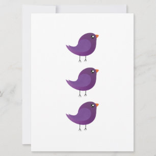 Carte Illustration de petit oiseau violet mignon