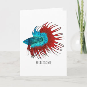 Carte Illustration de poisson combattant crowntail de st