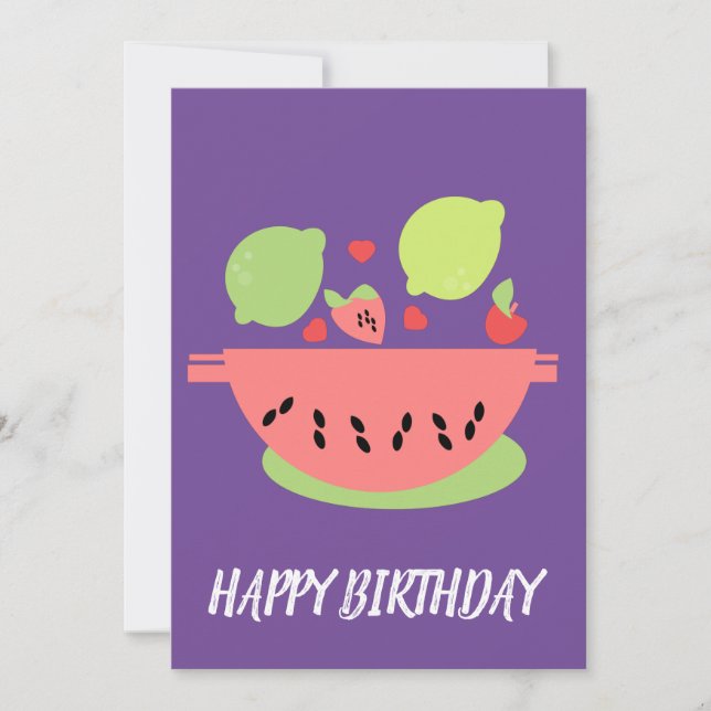 Carte Illustration de salade de fruits pour joyeux anniv (Devant)