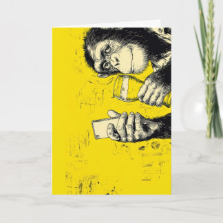 Carte Illustration de singe drôle prenant un selfie – Ch