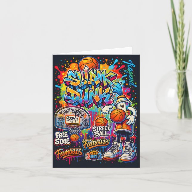 Carte Illustration de style graffiti de basket-ball cool (Devant)