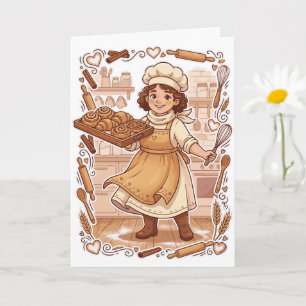 Carte Illustration de style vintage d'un chef pâtissier 