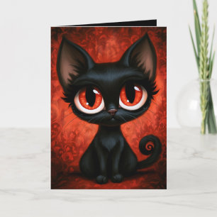 Carte Illustration d'Halloween de chat mignon