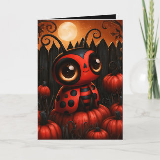 Carte Illustration d'Halloween de coccinelle