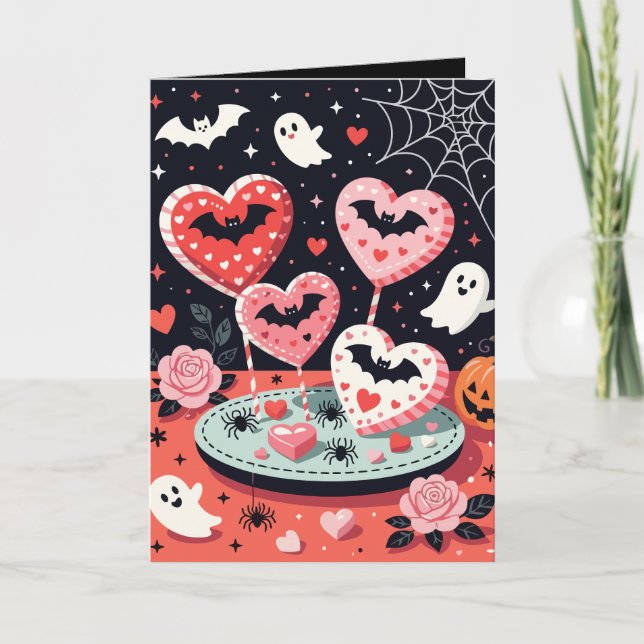 Carte Illustration d'Halloween mignonne et effrayante d' (Devant)