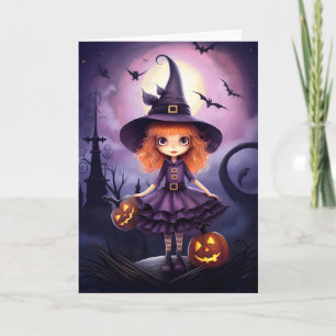 Carte Illustration d'Halloween mou violet