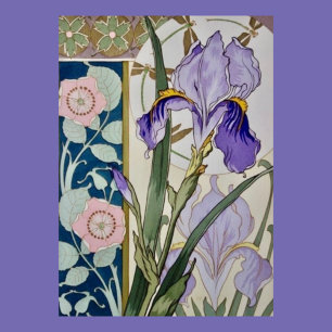 Carte Illustration d'iris vintage
