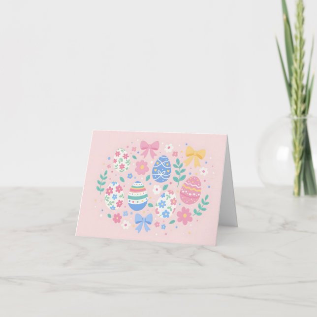 Carte Illustration d'œufs de Pâques pastel (Devant)