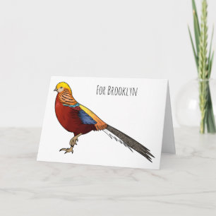 Carte Illustration d'oiseau de faisan doré