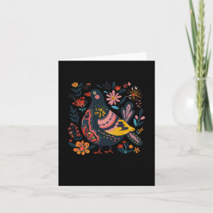 Carte Illustration d'oiseau décoratif coloré entourée