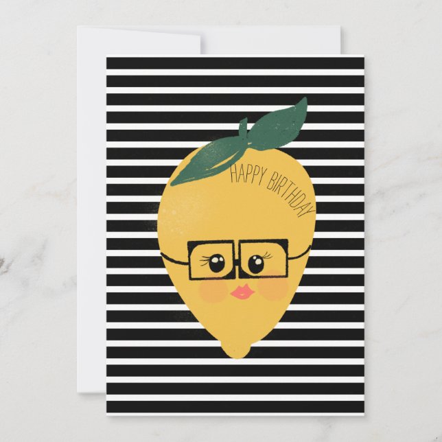 Carte Illustration drôle de dessin animé de citron jaune (Devant)