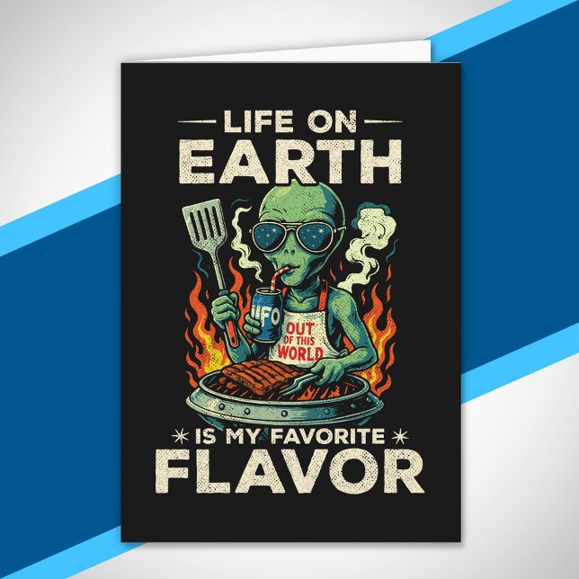 Carte Illustration drôle d'un barbecue extraterrestre Ré (Créateur téléchargé)