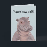 Carte Illustration drôle Hippo Anniversaire personnalisé<br><div class="desc">Illustration hippo mignonne et drôle carte d'anniversaire personnalisée</div>