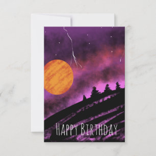 Carte Illustration du ciel de tempête Anniversaire viole