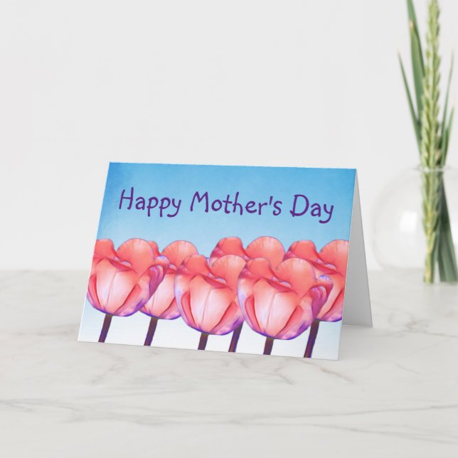 Carte Illustration du jardin de tulipes avec texte Fête  (Devant)