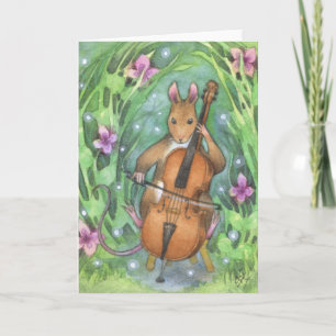 Carte Illustration du musicien Mouse Cello Cute
