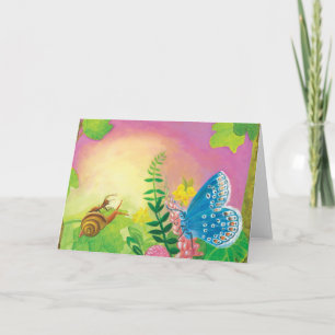 Carte Illustration du papillon bleu de Chapman, fourmi e