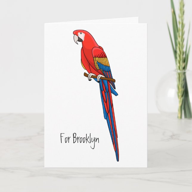 Carte Illustration du perroquet de macaw Scarlet (Devant)