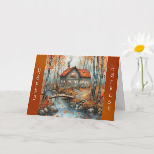 Carte Illustration du pont de chalet d'automne Thanksgiv