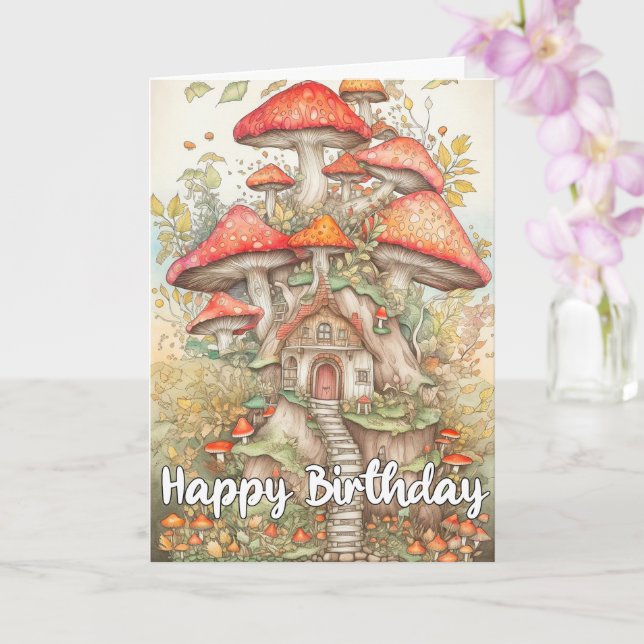 Carte Illustration du village de champignons unique (Orchidée)