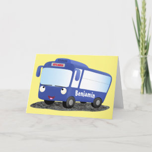 Carte Illustration d'un bus moderne bleu mignon