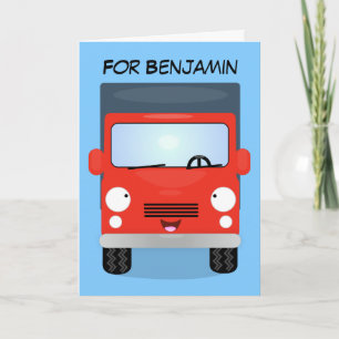 Carte Illustration d'un camion kawaii rouge mou