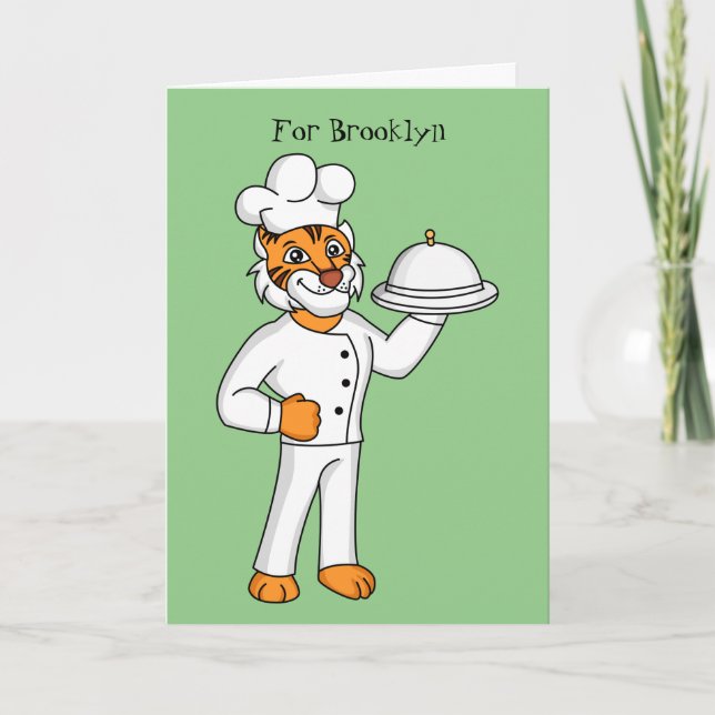 Carte Illustration d'un chef tigre drôle et mignon (Devant)