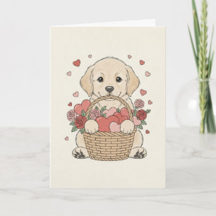 Carte Illustration d'un chiot mignon avec un cœur et un 