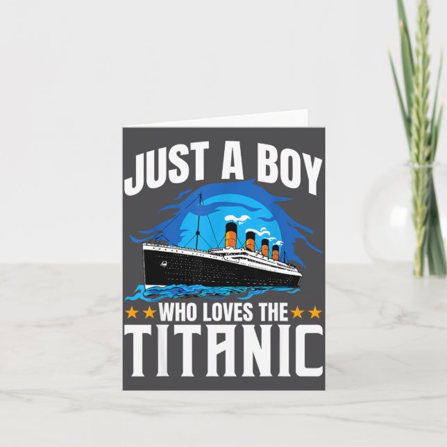 Carte Illustration d'un garçon qui aime le Titanic (Devant)
