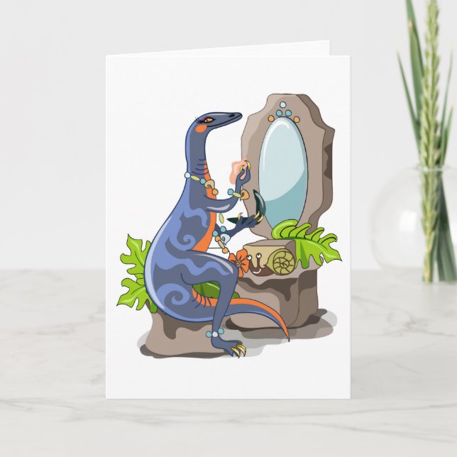 Carte Illustration D'Un Iguanodon Mettant Sur Le Maquill (Devant)