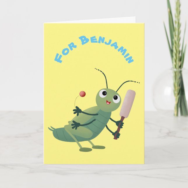 Carte Illustration d'un insecte du cricket vert mou (Devant)
