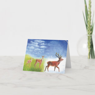 Carte Illustration d'un jeune faon qui grandit en cerf r