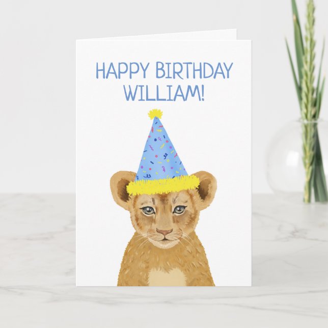 Carte Illustration d'un joli anniversaire de Lion Cub (Devant)
