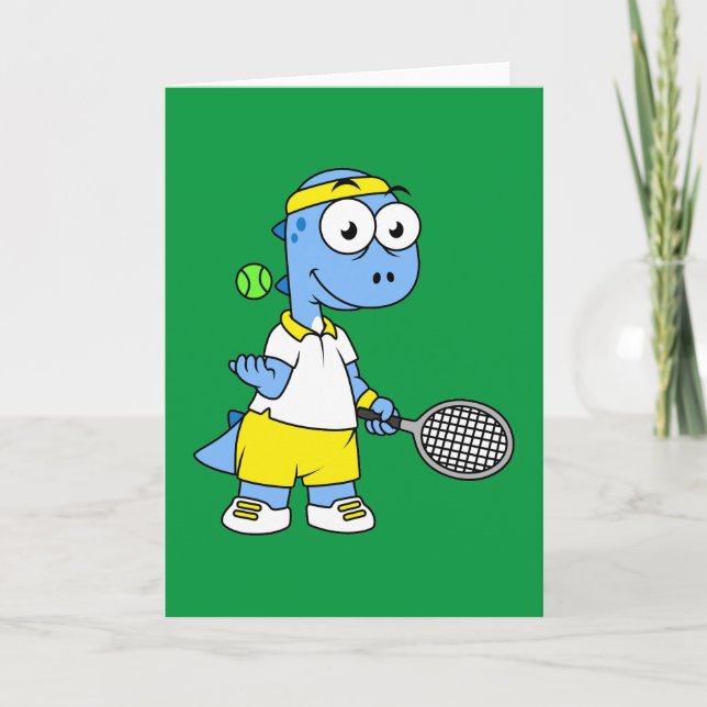 Carte Illustration D'Un Joueur De Tennis Tyrannosaurus R (Devant)