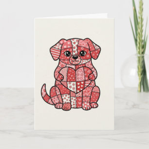 Carte Illustration d'un mignon chien en patchwork avec u