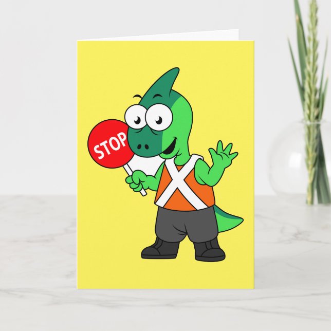 Carte Illustration D'Un Parasaurolophus Traffic Enforcer (Devant)
