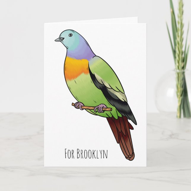 Carte Illustration d'un pigeon à cou rose (Devant)