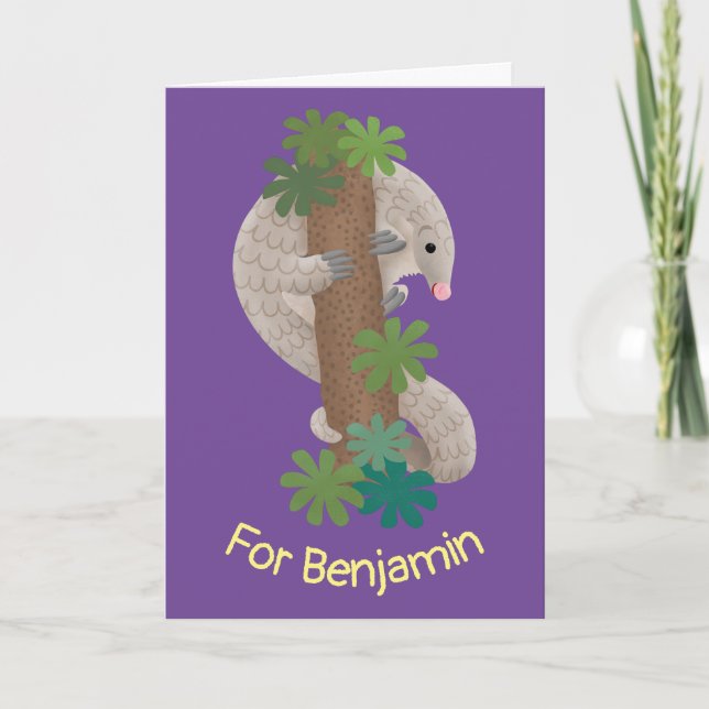 Carte Illustration d'une anteure de pangolin mignonne (Devant)