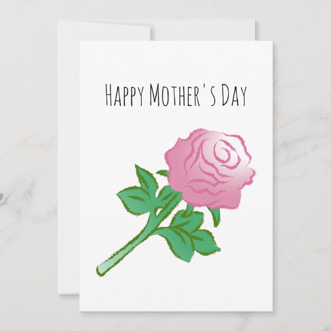Carte Illustration d'une rose rose (Devant)