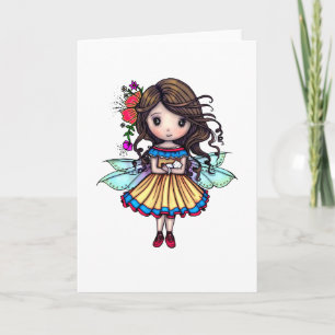 Carte Illustration Fairy with Mince White Kitten