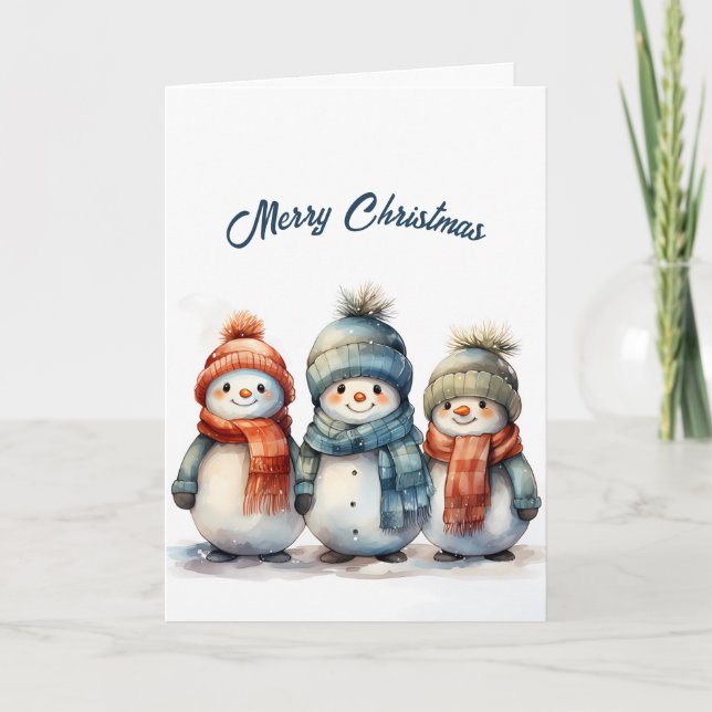 Carte Illustration Festive Snowmen Noël (Devant)