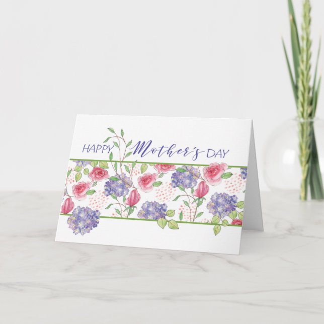 Carte Illustration Floral Fête des Mères - Blank Inside (Devant)