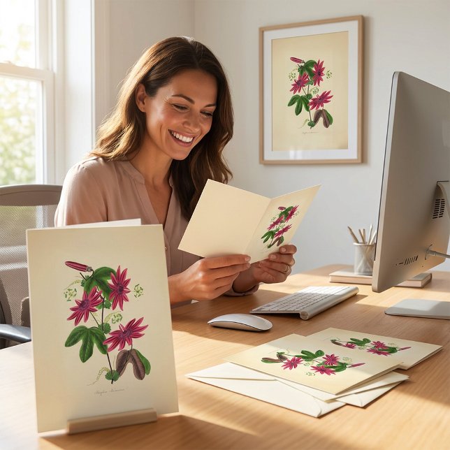 Carte Illustration florale rouge vintage (Please take a look at this beautiful vintage floral illustration greeting card.)