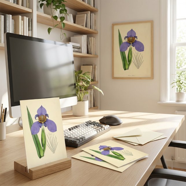 Carte Illustration Florale Vintage Violet Blue (What a beautiful card to send to anyone!)